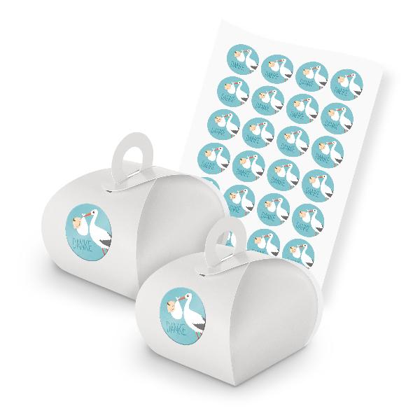 itenga SET 24x Geschenkschachtel mit Griff wei� + Sticke...