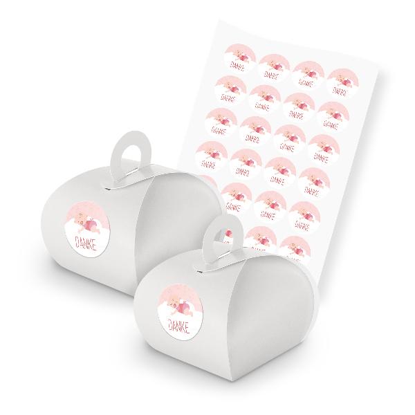 itenga SET 24x Geschenkschachtel mit Griff wei� + Sticke...