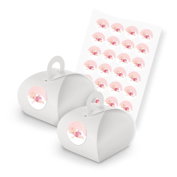 itenga SET 24x Geschenkschachtel mit Griff wei� + Sticke...