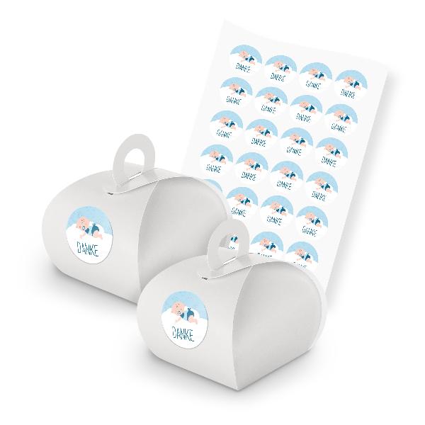 itenga SET 24x Geschenkschachtel mit Griff wei� + Sticke...