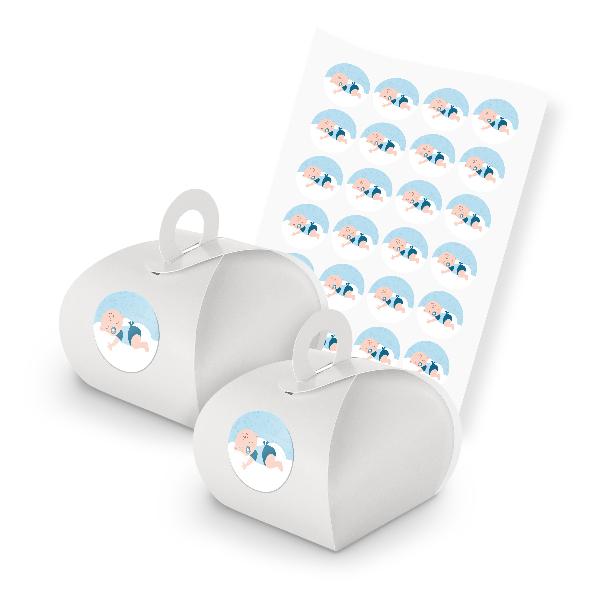 itenga SET 24x Geschenkschachtel mit Griff wei� + Sticke...