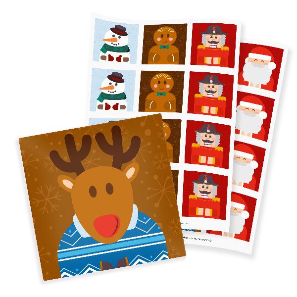 itenga 24x Sticker "Weihnachtsbande quadratisch" 61 x 61 mm