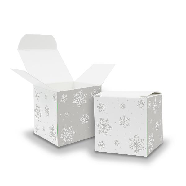 itenga W�rfelbox aus Karton 6,5x6,5cm Muster Schneeflocken