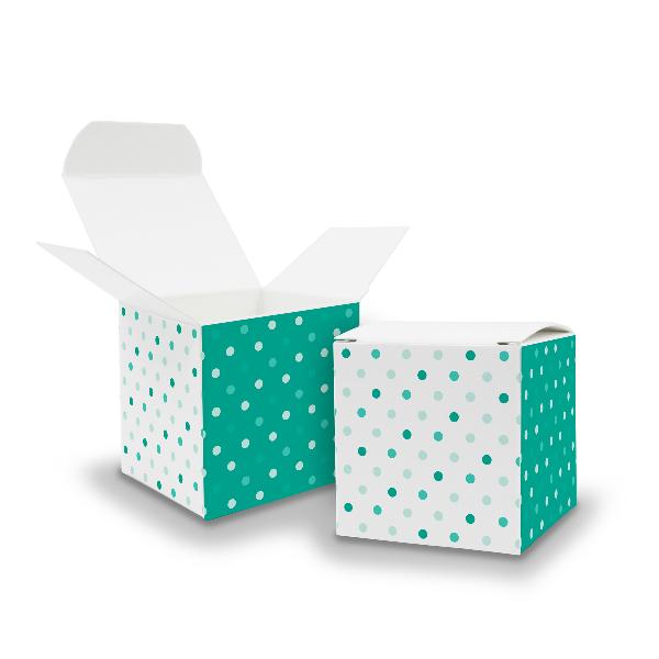 50x itenga Wrfelbox aus Karton 6,5x6,5cm Muster Punkte