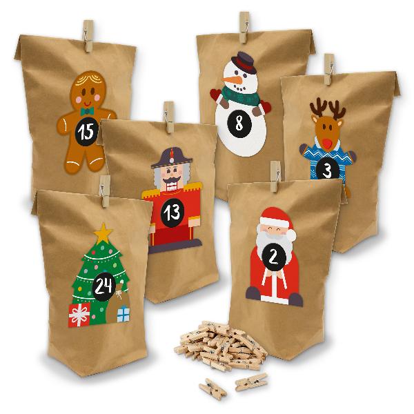 SET Adventskalender Weihnachtsbande 24x T�ten + Klammern...
