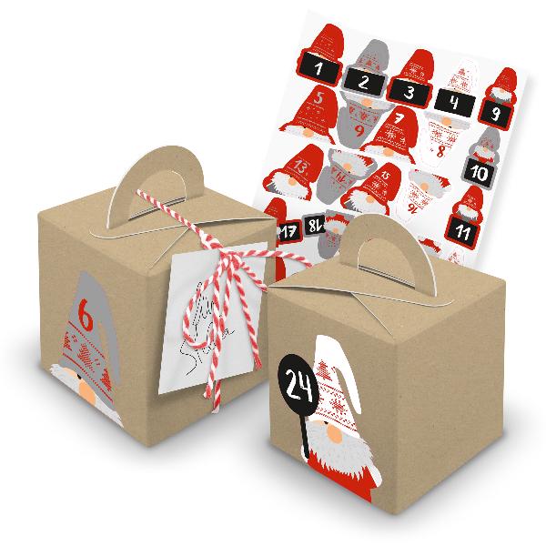 Adventskalender zum F�llen W�rfelboxen braun (V28) + Wic...
