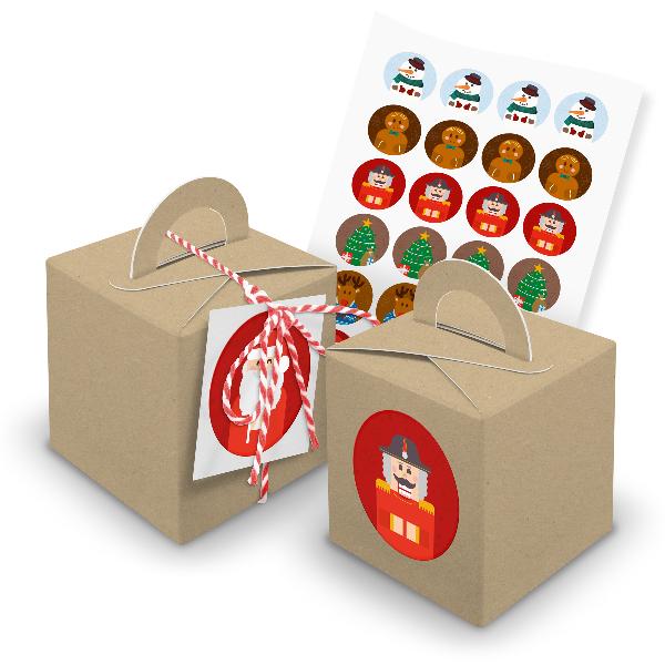 itenga SET 24x W�rfelboxen mit Griff Braun (V28) + Motiv...