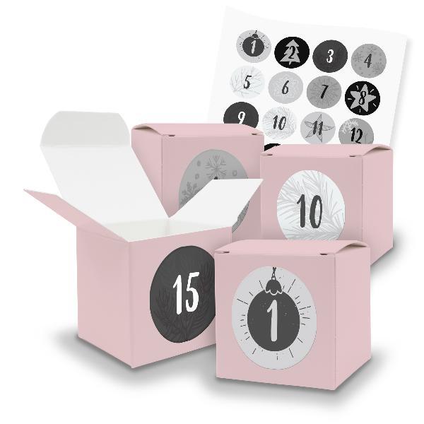 Adventskalender zum F�llen 24x W�rfel Rosa (V41) + Stick...