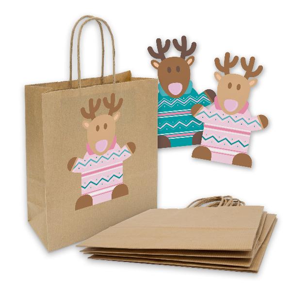 itenga SET 6x Papiert�ten mit Griff Kordel + Sticker Ren...