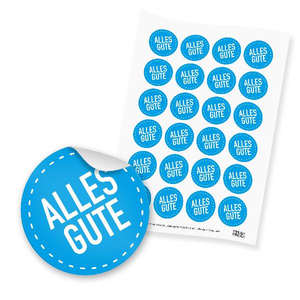 itenga 24x Sticker Alles Gute (Motiv 161)  blau wei