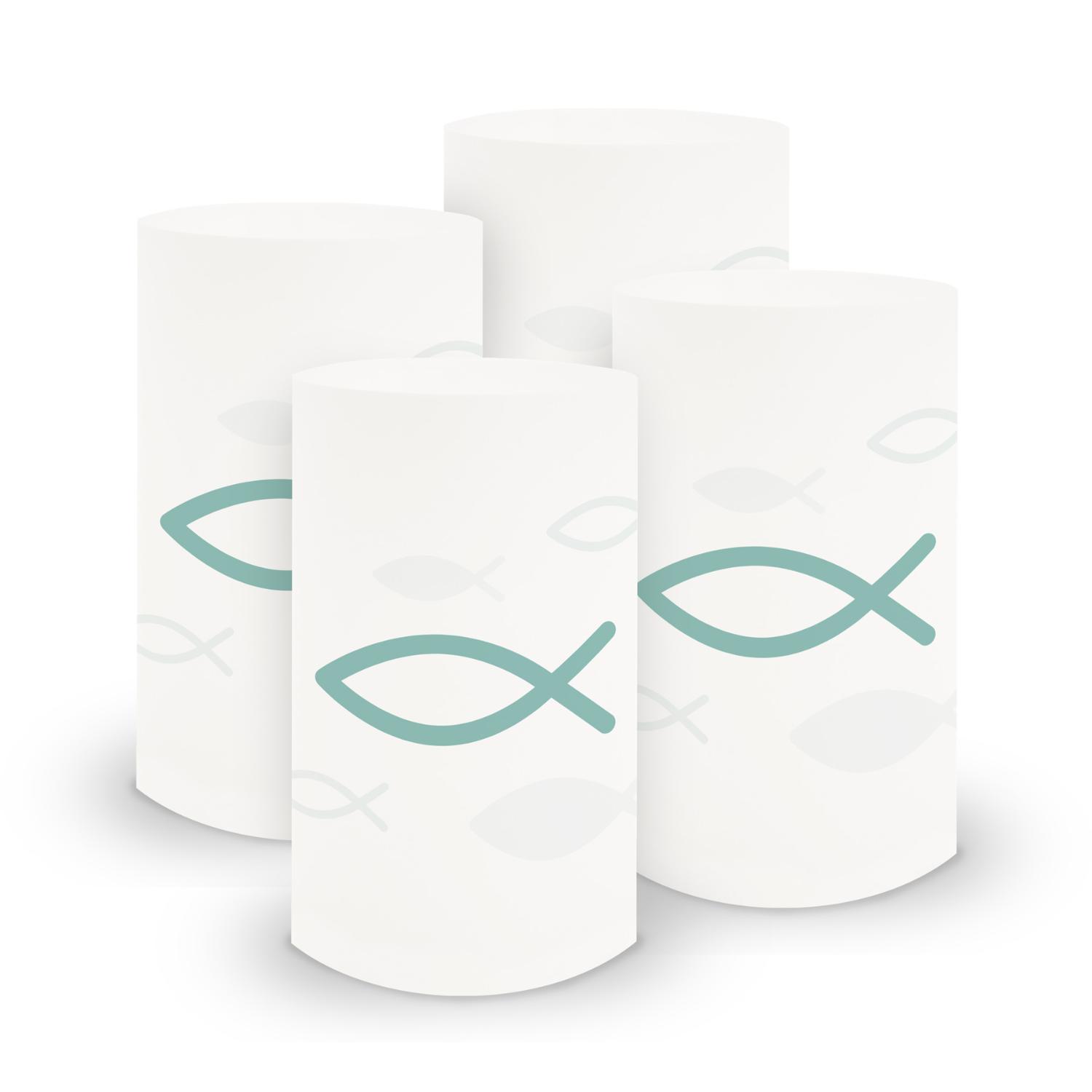 itenga 6x Windlicht klein Fisch t�rkis Kommunion Konfirm...