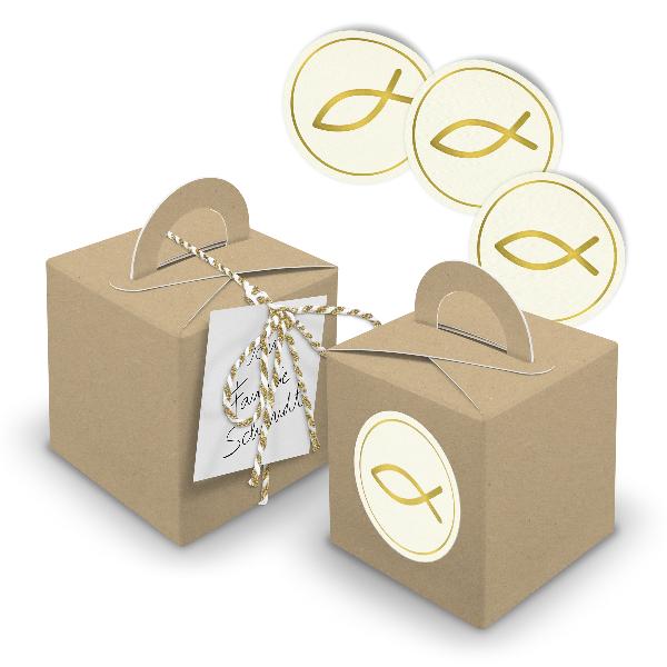 itenga SET 24x W�rfelboxen mit Griff Braun (V34) + Motiv...