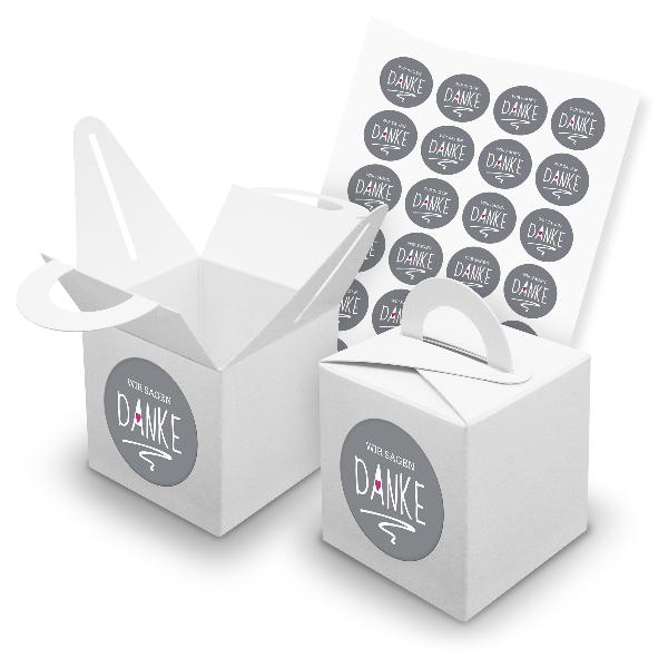 itenga SET 24x W�rfelboxen mit Griff Wei� (V42) + Motivs...