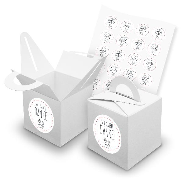 itenga SET 24x W�rfelboxen mit Griff Wei� (V42) + Motivs...