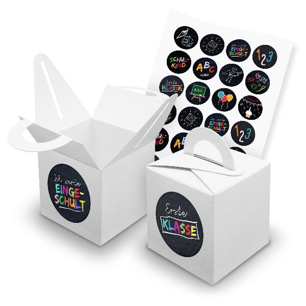 itenga SET 24x W�rfelboxen mit Griff Wei� (V42) + Motivs...