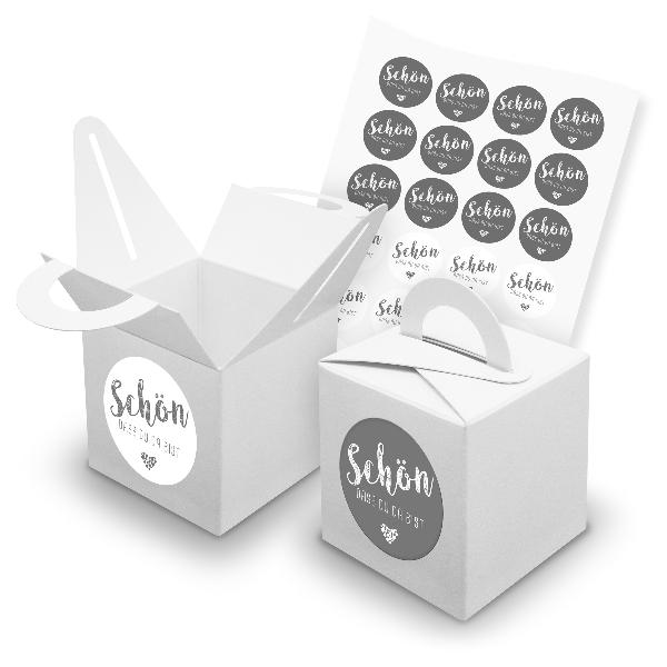 itenga SET 24x W�rfelboxen mit Griff Wei� (V42) + Motivs...