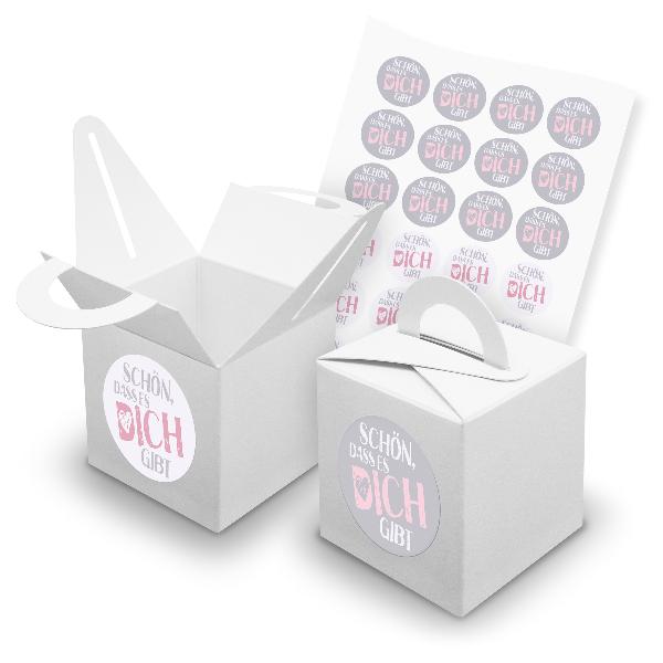 itenga SET 24x W�rfelboxen mit Griff Wei� (V42) + Motivs...