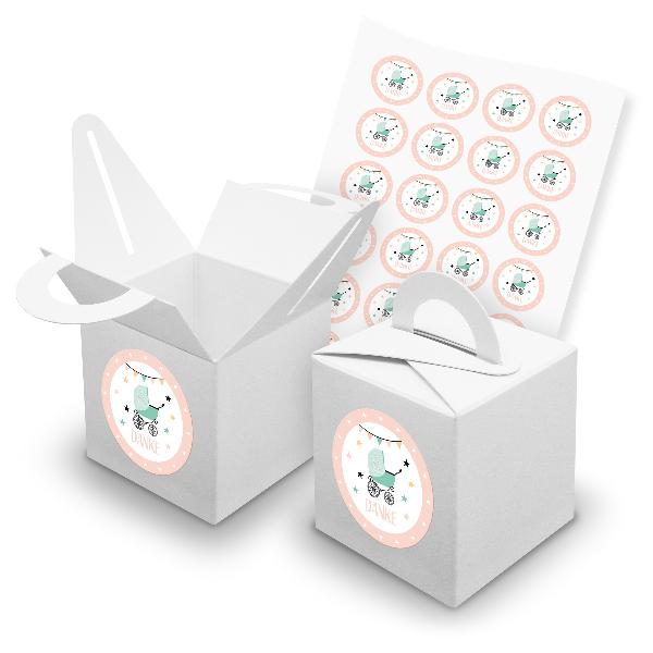 itenga SET 24x W�rfelboxen mit Griff Wei� (V42) + Motivs...