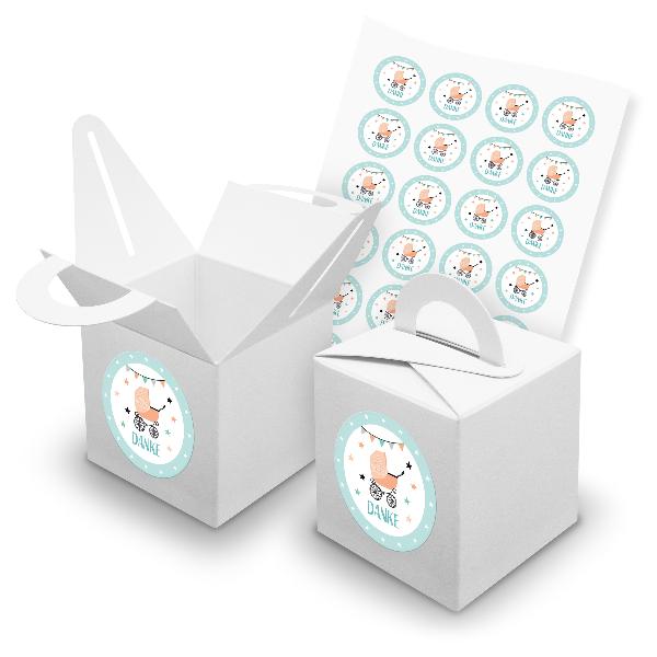 itenga SET 24x W�rfelboxen mit Griff Wei� (V42) + Motivs...
