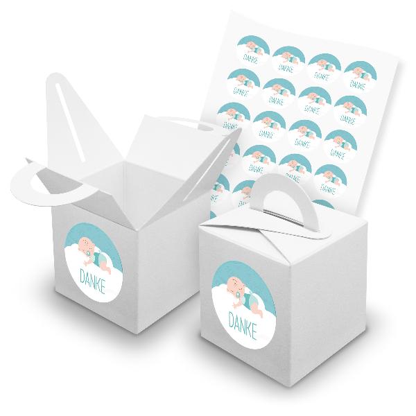 itenga SET 24x W�rfelboxen mit Griff Wei� (V42) + Motivs...
