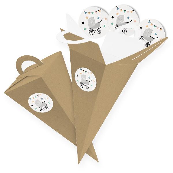 itenga SET V45 Kinderwagen 24x Geschenkt�te 14 cm, Braun...