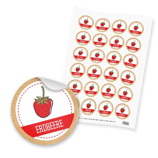 itenga 24x Sticker Erdbeere (Motiv 171)