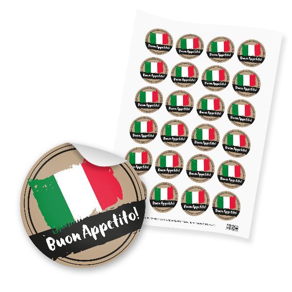 itenga 24x Sticker Buon Appetito! Italienisch Guten Appe...