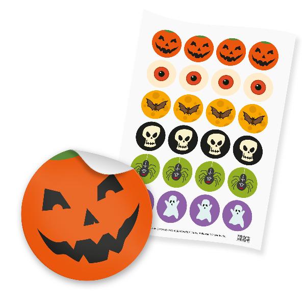 itenga 24x Sticker Halloween Mix Grusel Horror bunt (Mot...
