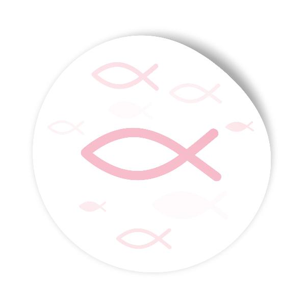 itenga 100x Sticker Fisch rosa 4,0 cm rund