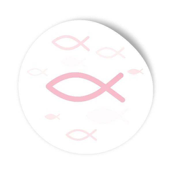 itenga 25x Sticker "Fisch" rosa 4,0 cm rund