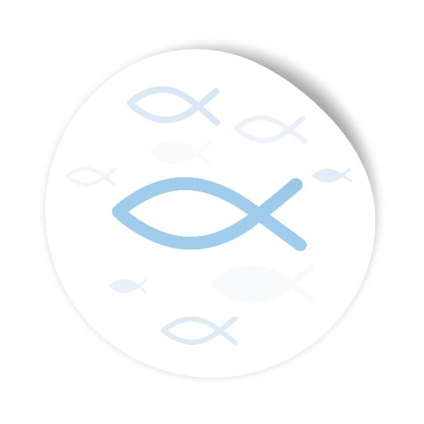 itenga 25x Sticker "Fisch" hellblau 4,0 cm rund