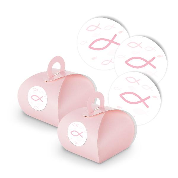 itenga SET Fisch Rosa 25x Geschenkschachtel rosa mit Gri...