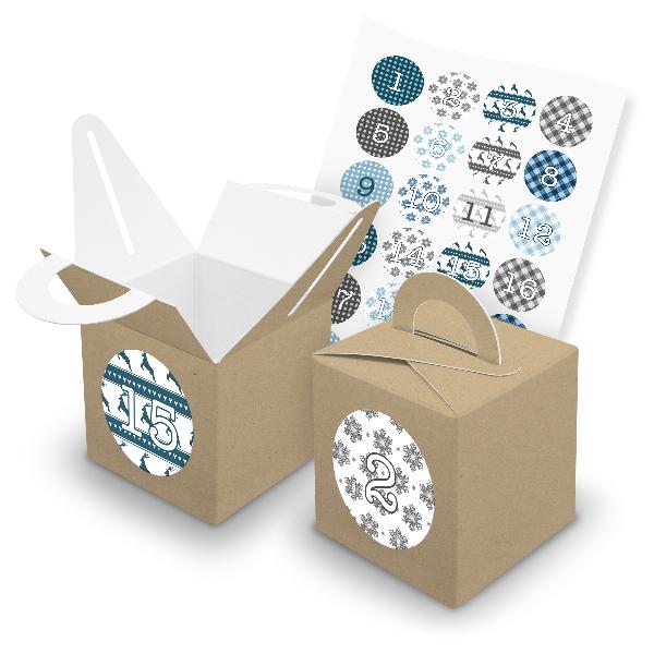 itenga SET V43 Adventskalender W�rfelbox mit Griff Braun...
