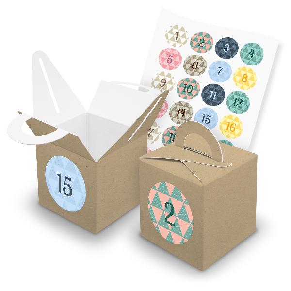 itenga SET V43 Adventskalender W�rfelbox mit Griff Braun...