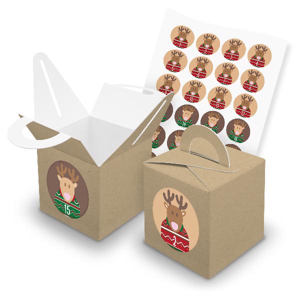 itenga SET V43 Adventskalender W�rfelbox mit Griff Braun...