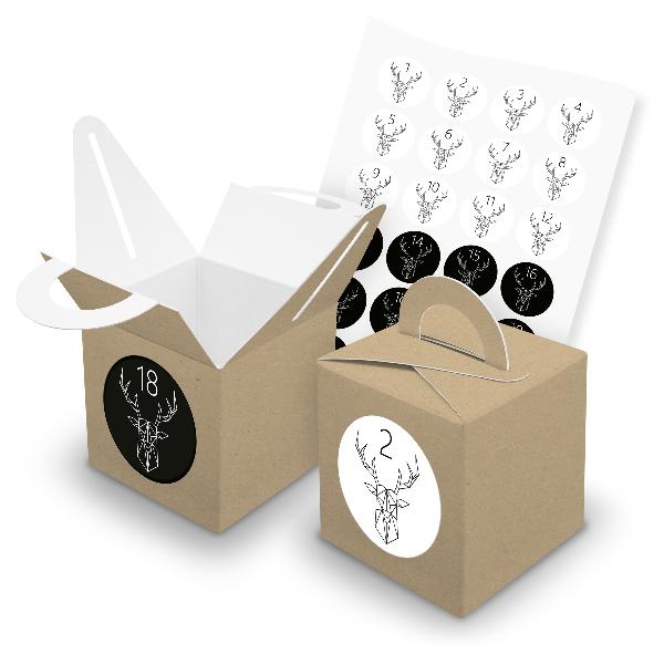 itenga SET V43 Adventskalender W�rfelbox mit Griff Braun...