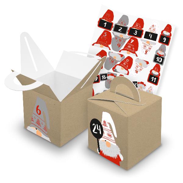itenga SET V43 Adventskalender W�rfelbox mit Griff Braun...