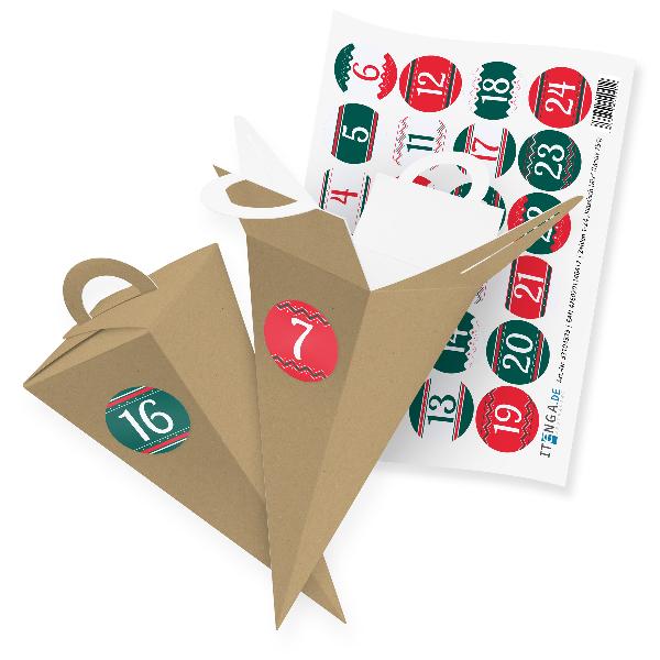 itenga SET V45 Adventskalender Geschenkt�te 14cm, Braun ...
