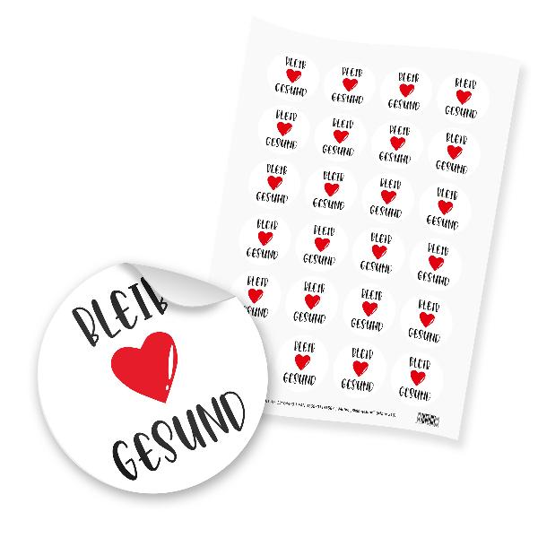 itenga 24x Sticker "Bleib gesund" schwarz wei� rot (Moti...