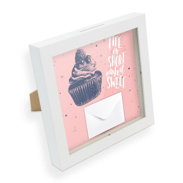 itenga Bilderrahmen Spardose Geldgeschenk Cupcake Motiv 38