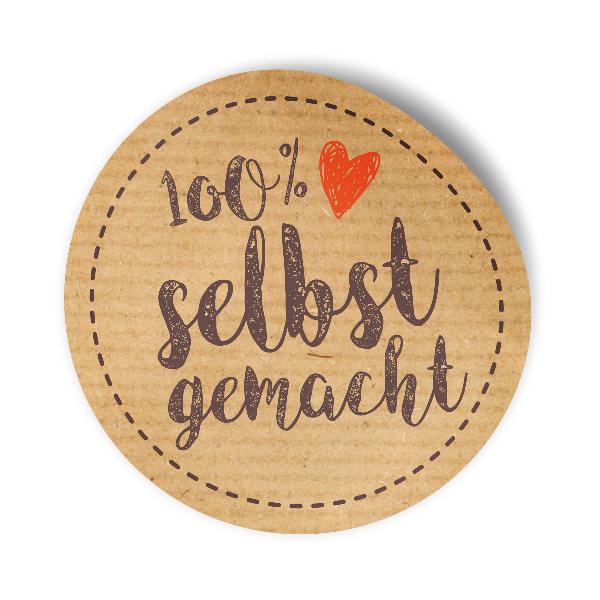 Itenga 50 x Etikett rund 4cm "100% selbstgemacht" Sticke...