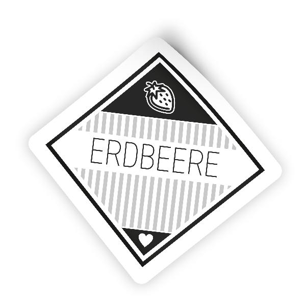 itenga 50 x Marmeladen Etikett ERDBEER 4,5x4,5cm karo sc...