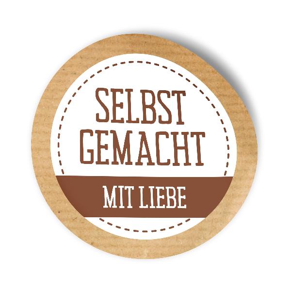 itenga 50 x Etikett rund 4cm selbstgemacht mit Liebe Sti...