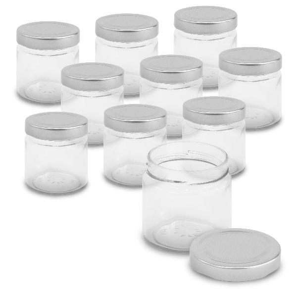 itenga Set 10 Marmeladengl�ser rund mit silbernem Deckel...
