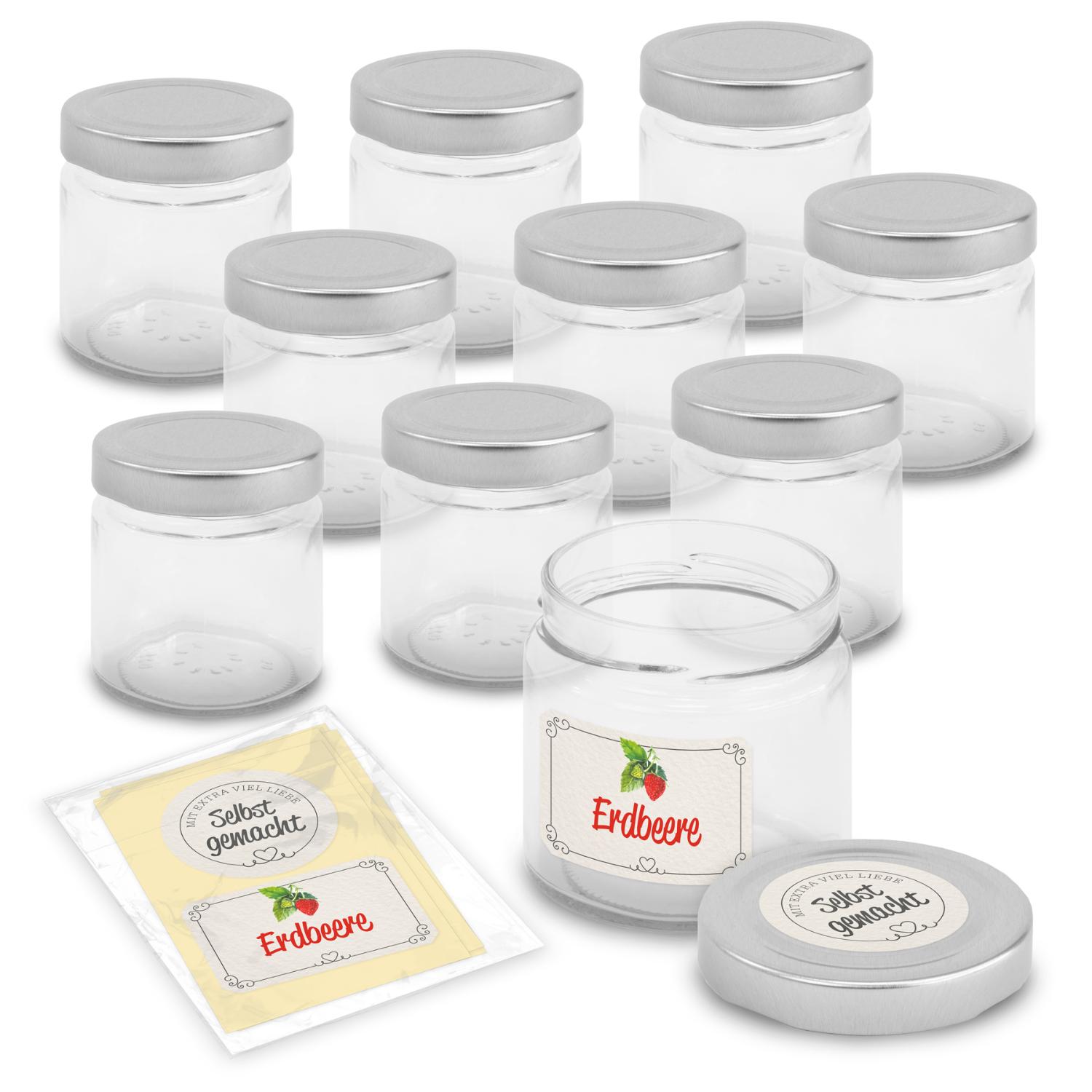 itenga Set 10 Marmeladengl�ser rund 212ml mit Sticker ER...