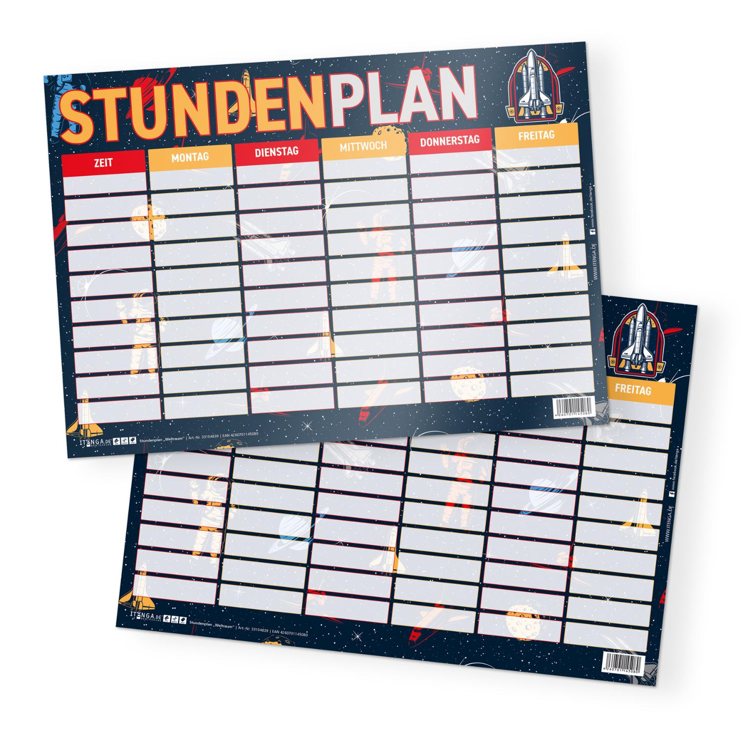itenga Stundenplan Weltraum DIN A4 einseitig abwischbar