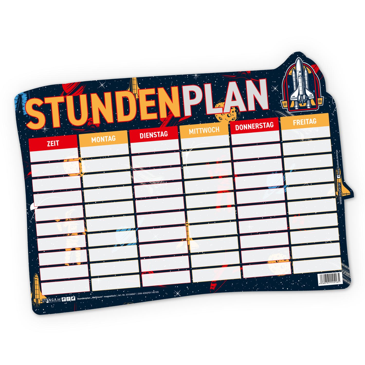 itenga Stundenplan magnetisch Motiv Weltraum 31 x 22,5cm