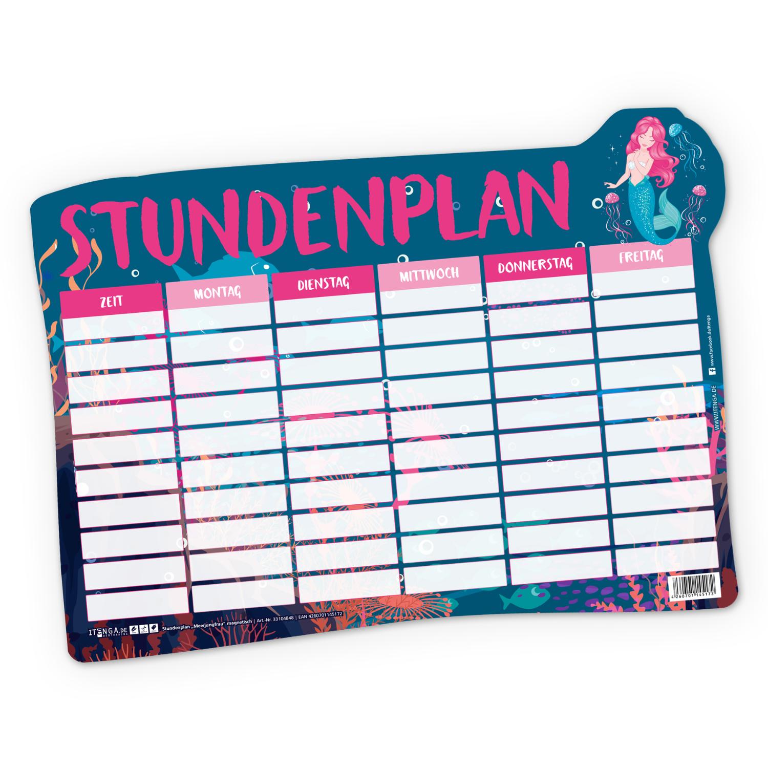 itenga Stundenplan magnetisch Motiv Meerjungfrau 31 x 22...