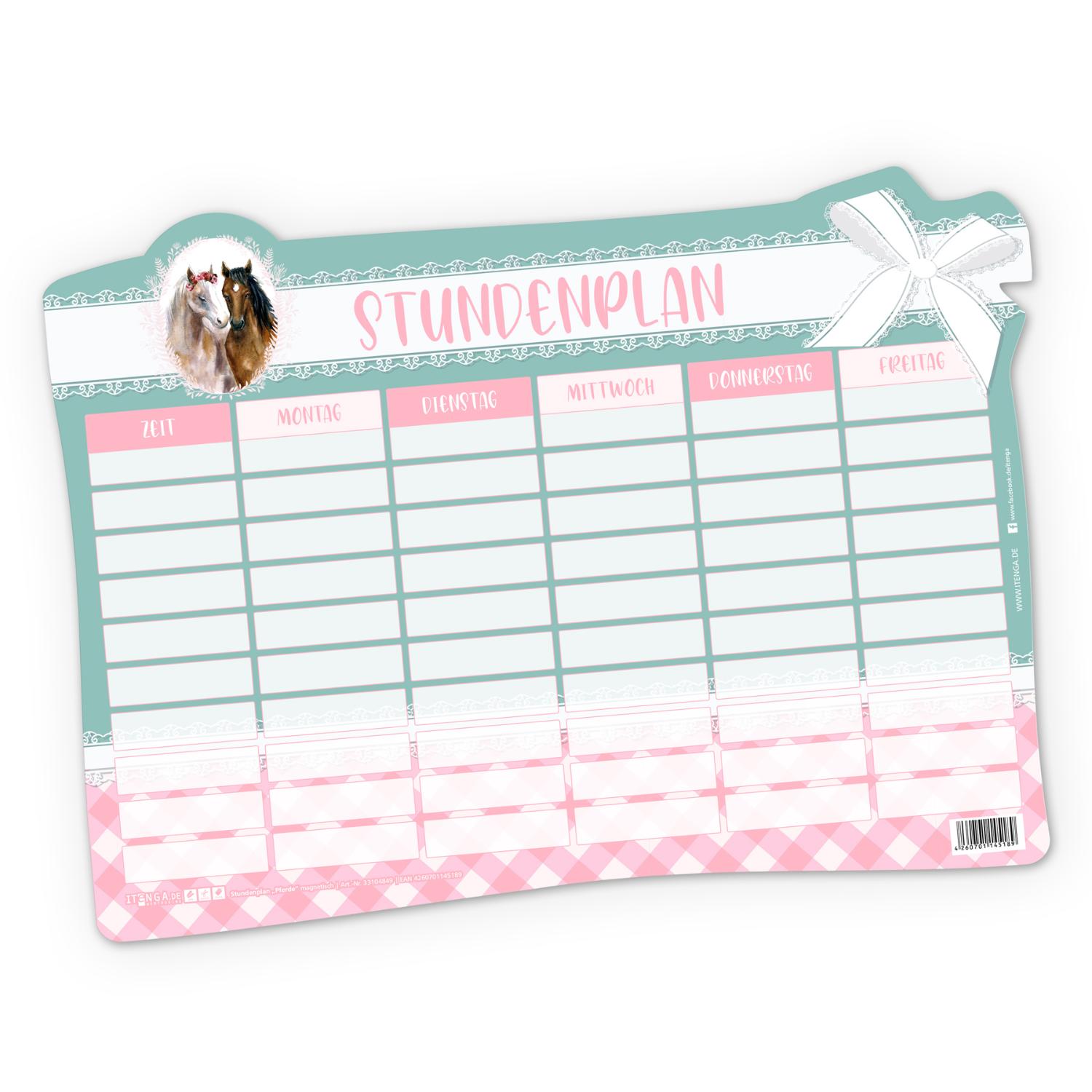 itenga Stundenplan magnetisch Motiv Pferde 31 x 22,5cm