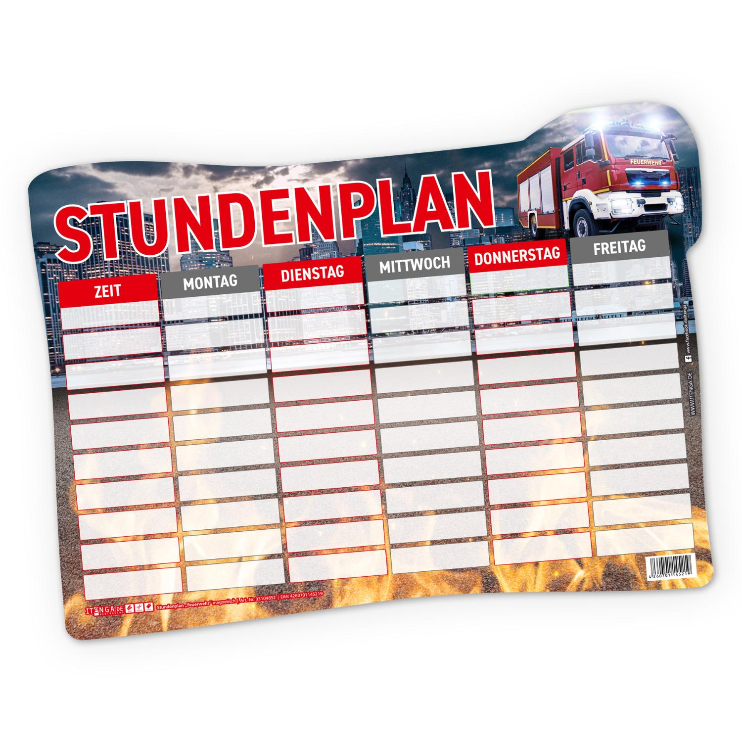 itenga Stundenplan magnetisch Motiv Feuerwehr 31 x 22,5cm